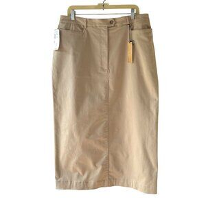 Y2K E Wear Womens Safari Beige Pencil Skirt Size 14W NWT Classic Business Casual